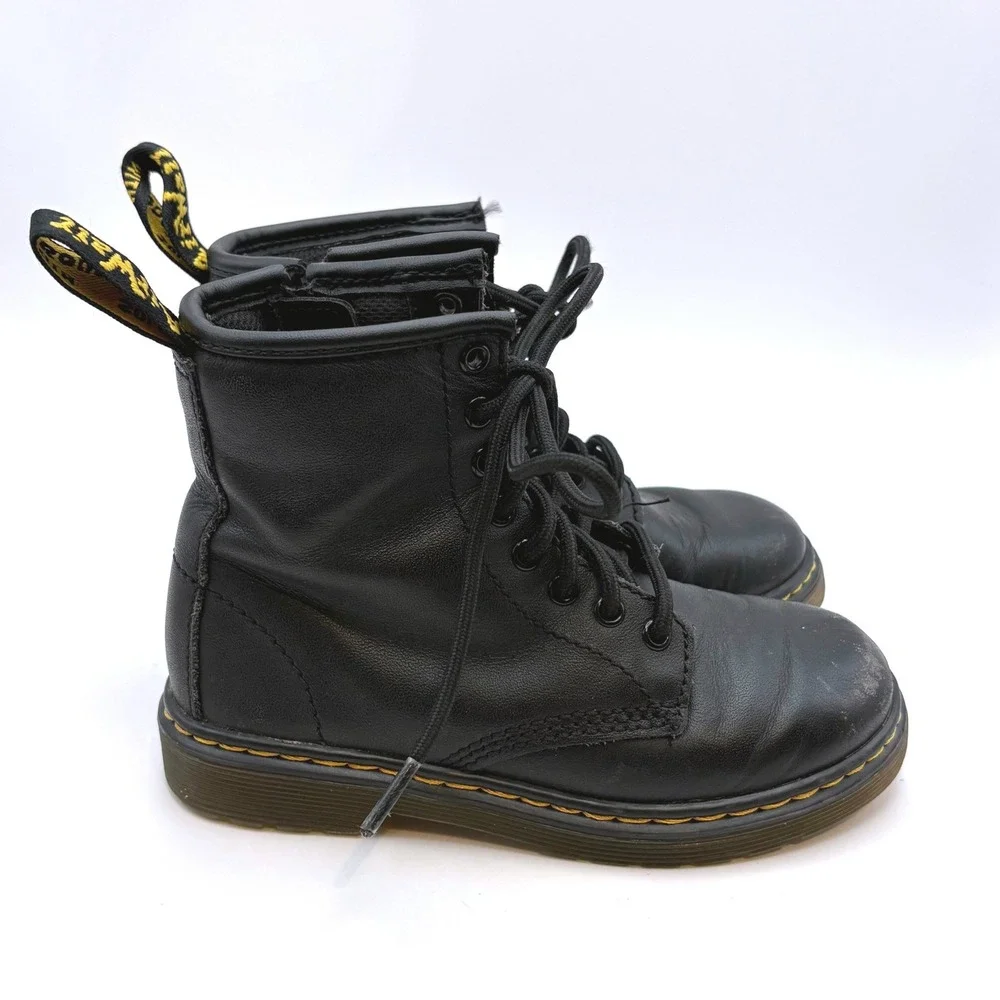 Dr Martens Delaney 1460 Toddler Black Leather Boots Sz 11 Zip Classic Edgy Cute